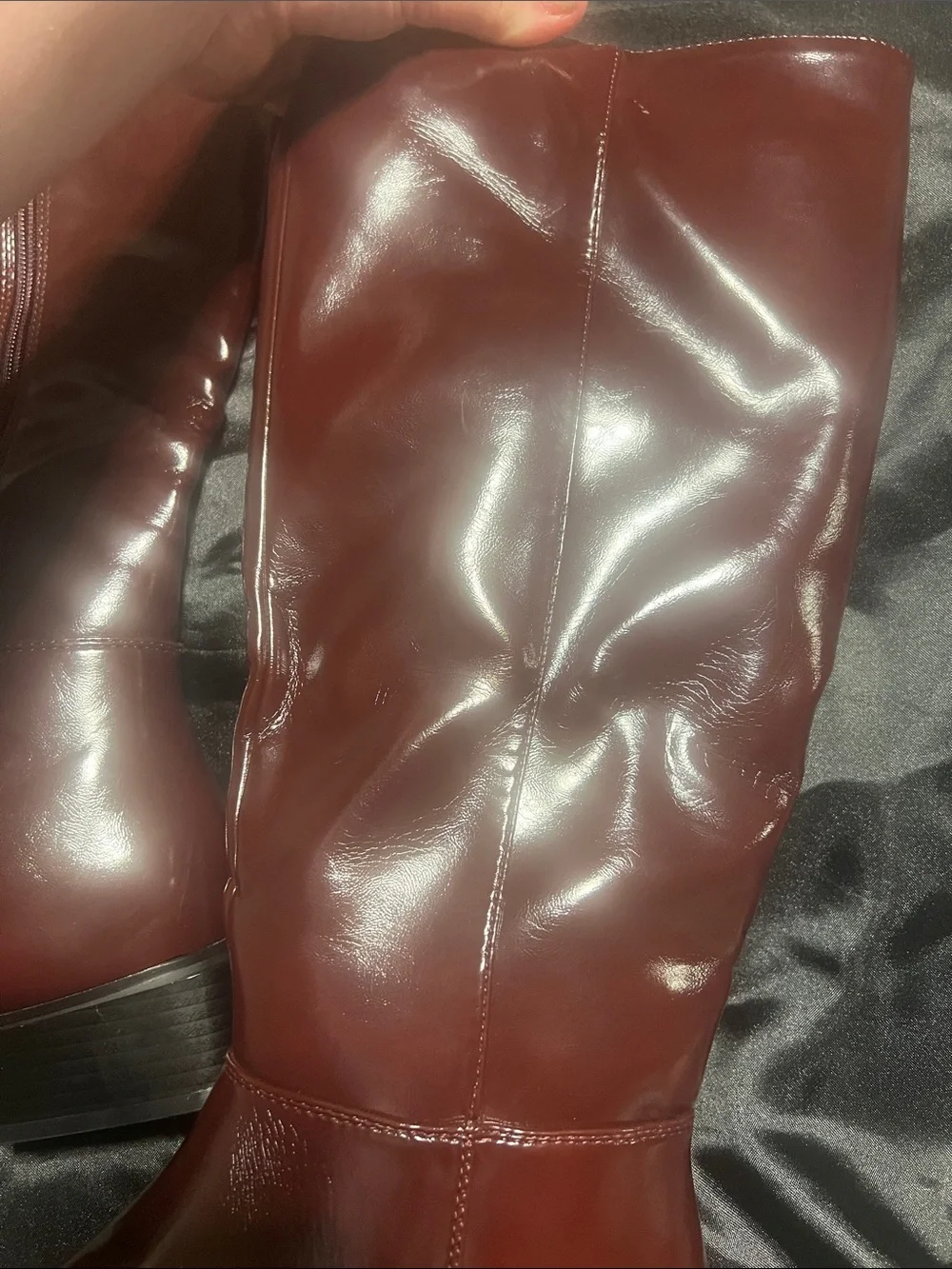 Women's Tall Leather Riding Boots - Burgundy (nwob)